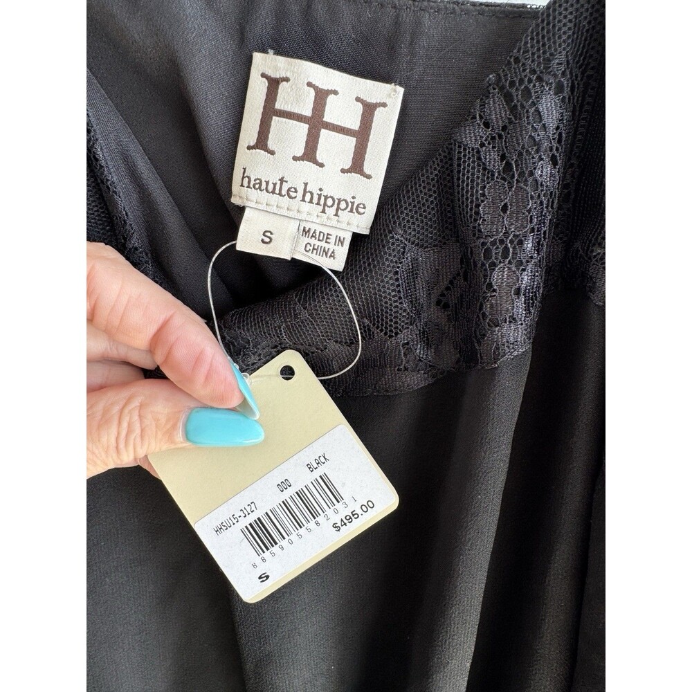 Haute Hippie Sheer Tiered Black Gown-NWT-$495-SMall - Picture 4 of 8